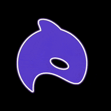 a purple object with a white outline and a black background