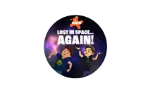 a nickelodeon logo with two kids looking up at the sky
