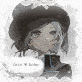 a picture of a girl with the name vertin and esther written on it