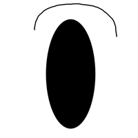 a black and white drawing of a circle with a line going through it on a white background