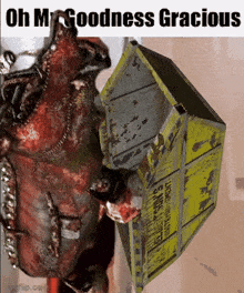 a picture of a monster with the words oh my goodness gracious on it