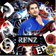 a poster for renz founder ep with a man in front of a black panther