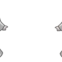 a cartoon drawing of two angels with clouds in their wings