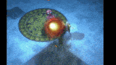 a video game scene with an octopus surrounded by flowers