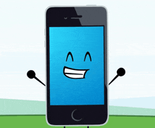 a cartoon drawing of a cell phone with a blue face on the screen
