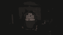 the back of a person wearing a hoodie that says `` our god has robbed you '' .