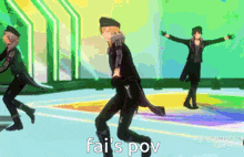 a video of a group of people dancing with the caption fai 's pov on the bottom
