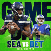 a poster for a football game between the seahawks and detroit lions