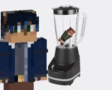 a blender that has a minecraft character inside of it