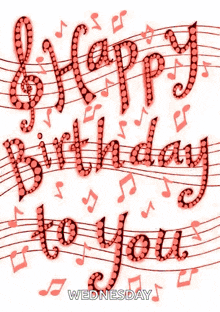 a happy birthday to you wednesday greeting card with music notes and treble clef .