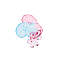 a pixel art illustration of a purple and blue swirl on a white background .