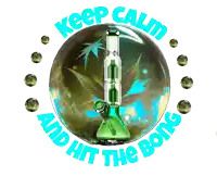 a poster that says keep calm and hit the bong on it