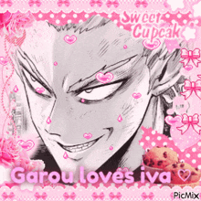 a picture of garou loves iva with a cupcake