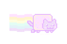 a pixel art of a cat with a rainbow coming out of its mouth