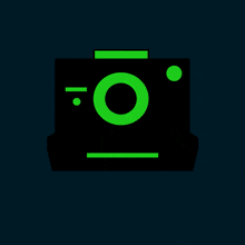 an icon of a camera with a green circle and the letter b below it