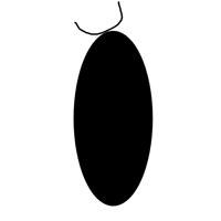 a drawing of a black circle with a rope hanging from it