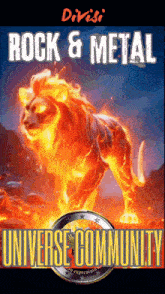 a poster with a lion on it that says rock & metal universe community