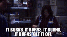 Superstore Amy Sosa GIF - Superstore Amy Sosa It Burns It Burns It Burns It Burns GIFs