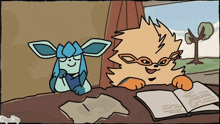 a cartoon drawing of a dog and a cat sitting at a table with the word flip-clip on the bottom right corner