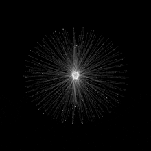 a black and white image of a fireworks display on a black background .
