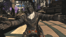 a character in a video game with his arms wide open