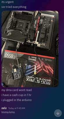 a picture of a motherboard with the words " its urgent ive tried everything "