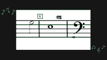 a sheet of music with the letters r and m