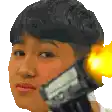 a pixelated image of a person holding a gun