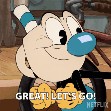 Great Lets Go Mugman GIF - Great Lets Go Mugman The Cuphead Show GIFs