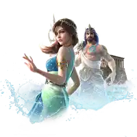 a woman and a man are standing in the water