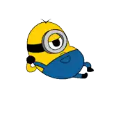 a cartoon minion wearing a pair of goggles is laying down