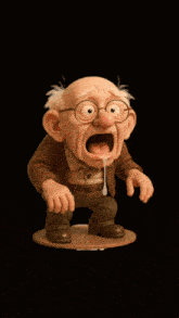 a cartoon of an old man with his mouth open and his tongue coming out