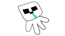 a drawing of a squid with a blue tear coming out of it 's mouth .