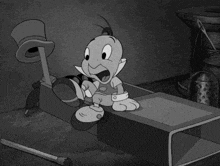 a black and white cartoon of a grasshopper with a top hat on