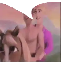 a cartoon of a man riding a horse with a white background
