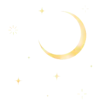 a crescent moon is surrounded by stars and a white background