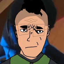 a drawing of a man with a mohawk and glasses