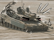 a drawing of a tank with arrows pointing to the front