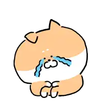 a cartoon drawing of a dog crying with tears running down its face