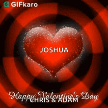a happy valentine 's day greeting card with a red heart and the name joshua