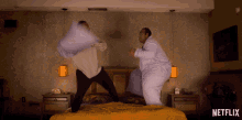 Bed Pillow Fight GIF - Bed Pillow Fight Hurt GIFs