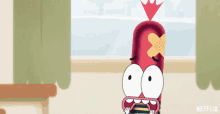 a cartoon character with a bandage on his forehead and a netflix logo in the corner