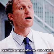 greys anatomy owen hunt i want you to repeat after me i am a soldier soldier