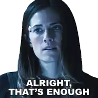 a woman with a sticker that says alright that 's enough on it