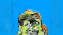 a cartoon cat wearing sunglasses and a backpack is making a heart with its hands .