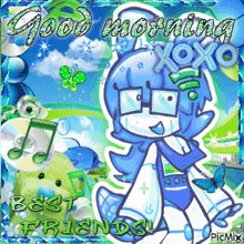 a picture of a cartoon character with the words good morning best friends