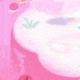 a pink cartoon character with hearts on her face