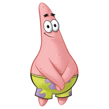 patrick star from spongebob squarepants has his hands behind his back .