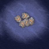 a drawing of a cluster of rocks with a blue background