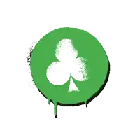 a green circle with a white playing card symbol in it